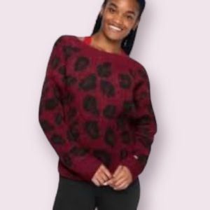 Pink Victoria Secret Red & Black Leopard Print Knit Pullover Sweater